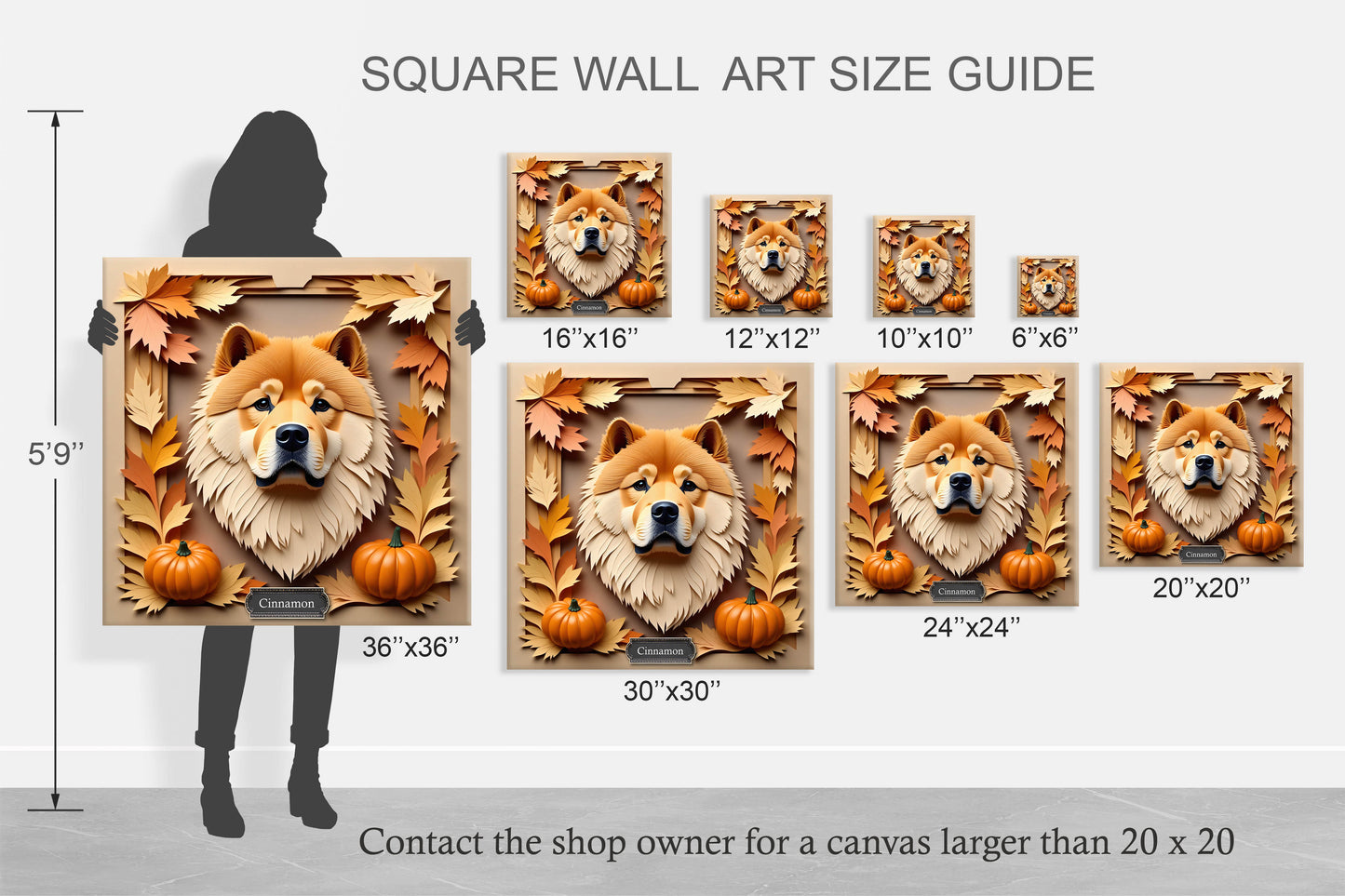 Chow Chow Autumn Wall Art - 3D Illusion Fall Pet Portrait