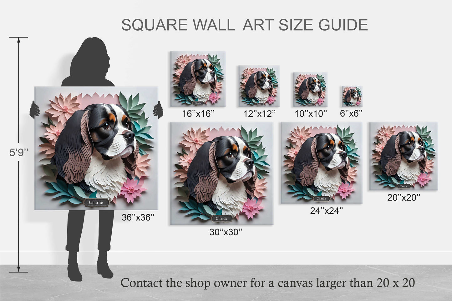 Cavalier King Charles Spaniel Canvas Wrap - 3D Illusion Cavalier Memorial