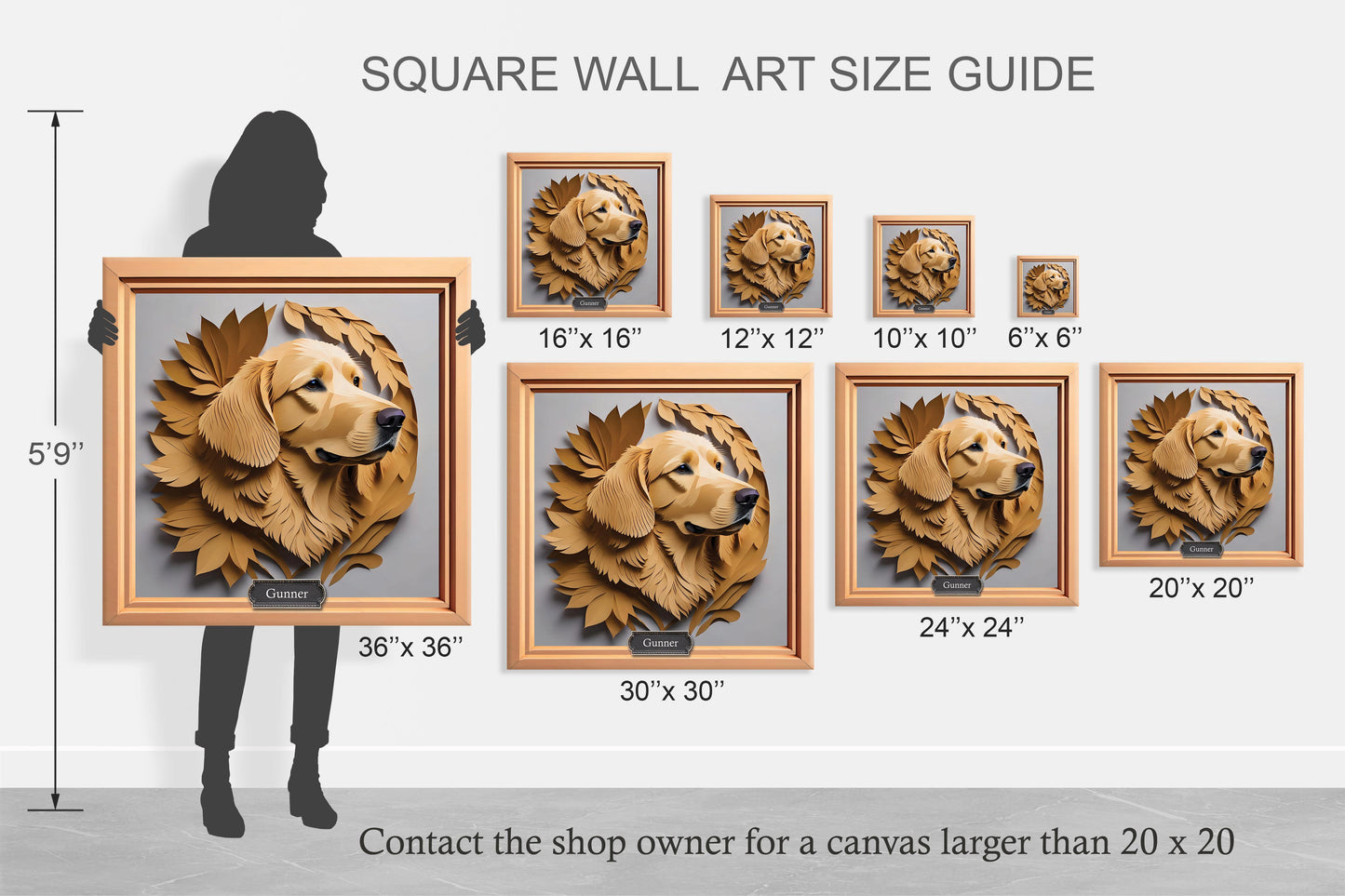 Golden Retriever Portrait in Brown Leaves - Retriever Memorial Gift