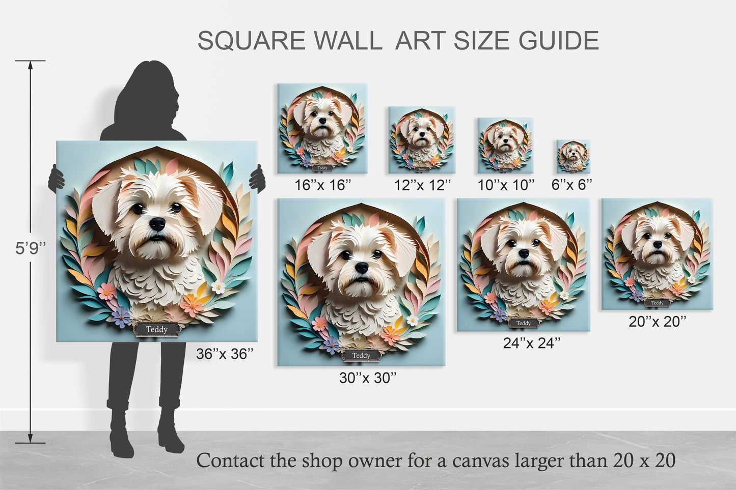 Custom Maltese Dog Print - 3D Illusion Pet Portrait