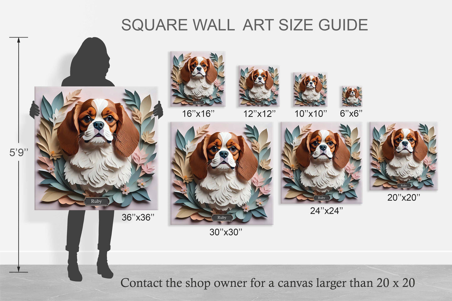 Cavalier King Charles Spaniel Canvas Wrap - Name Personalization Cavalier Memorial