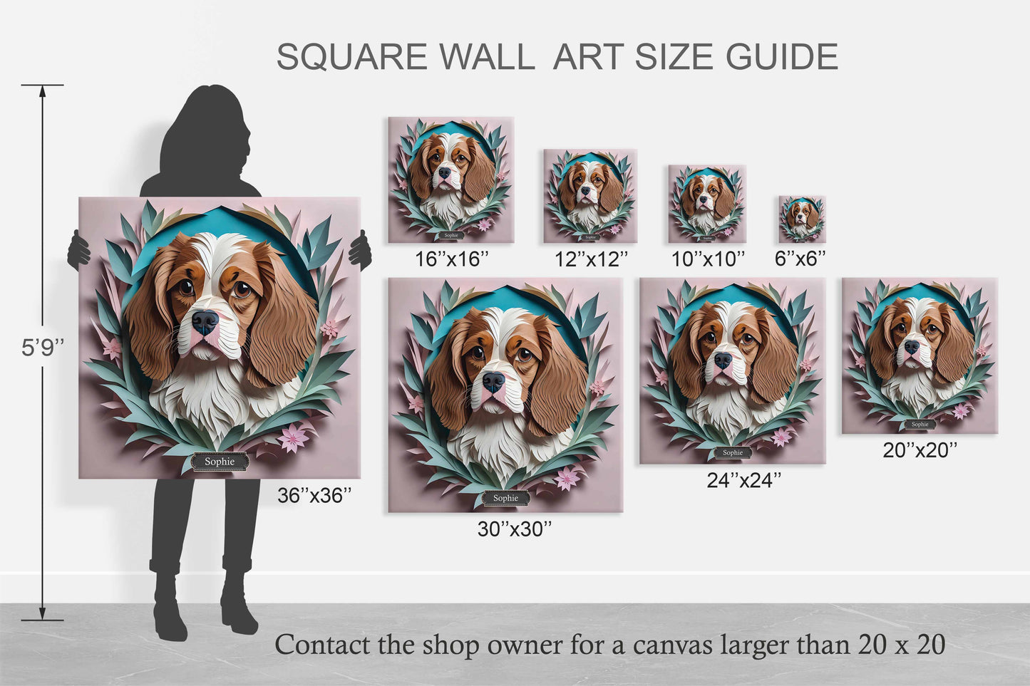 Cavalier King Charles Spaniel Canvas Print - 3D Illusion Cavalier Memorial Art