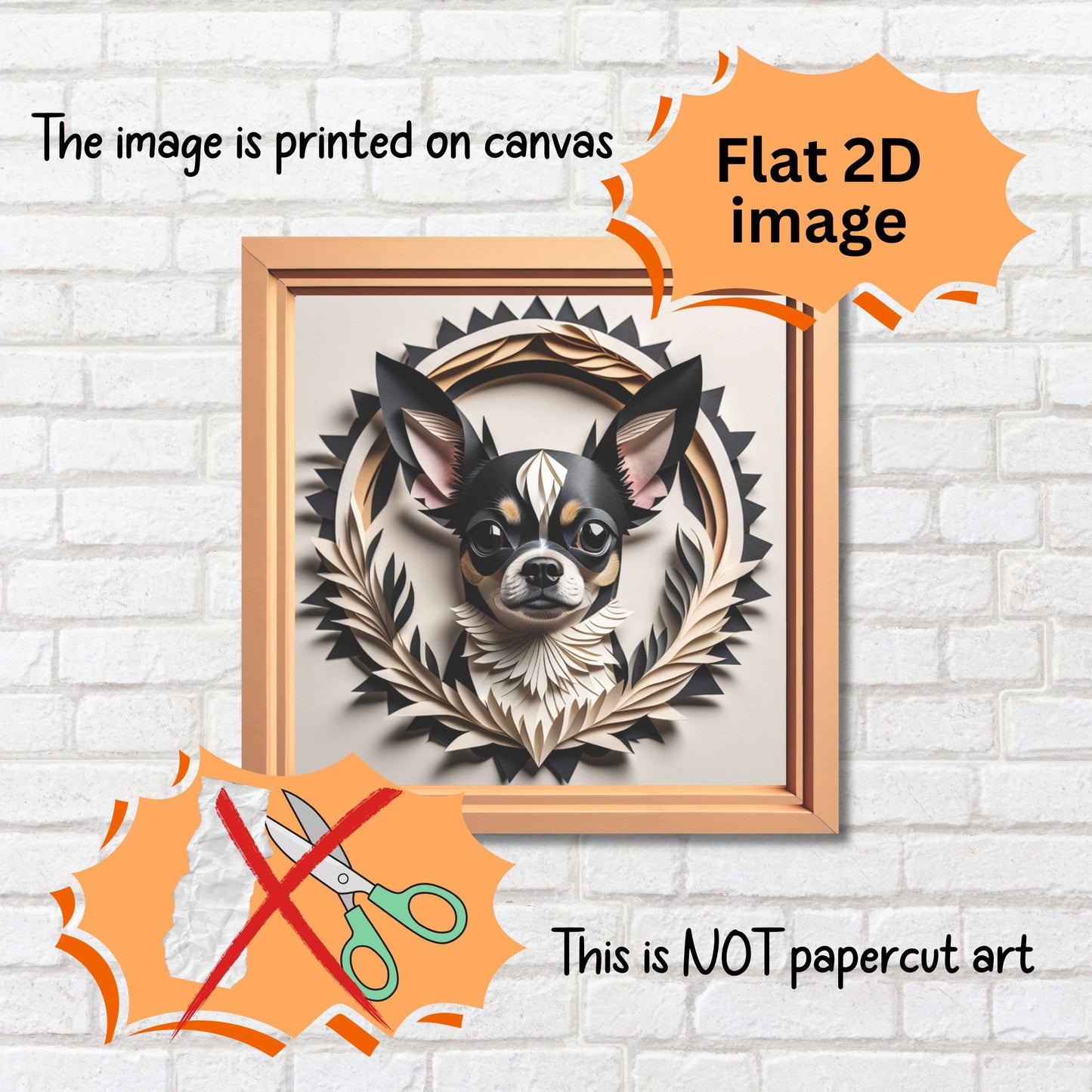 Black Chihuahua Portrait - Chihuahua Mom or Dad Gift - Vintage Imitation Art