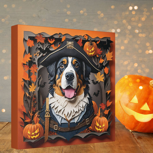 Bernese Mountain Dog Halloween Canvas Print