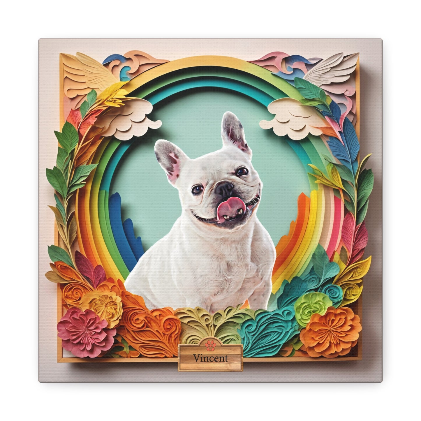 Custom Memorial Pet Portrait, Over the Rainbow Bridge Pet Loss Gift