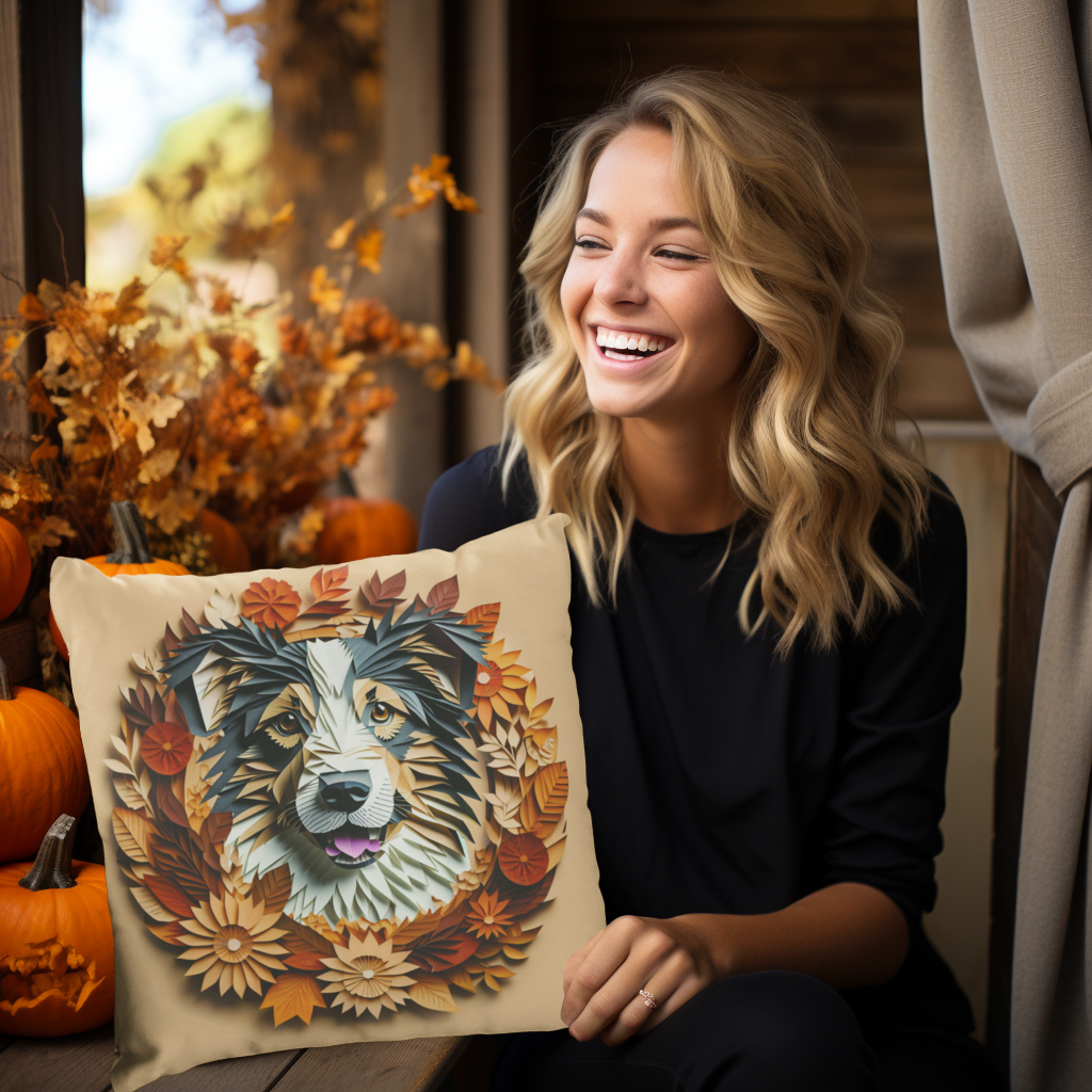 Australian Shepherd Holiday Pillow or Pillowcase, Thanksgiving and Christmas Reversible Square Pillow or Pillowcase