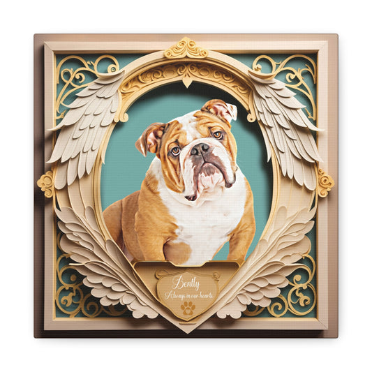 Custom Memorial Pet Portrait - Wings Down Golden and Teal Design