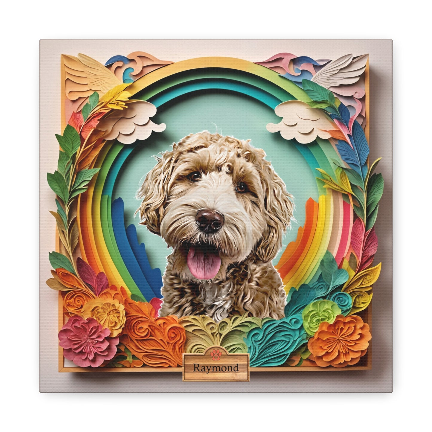 Custom Memorial Pet Portrait, Over the Rainbow Bridge Pet Loss Gift