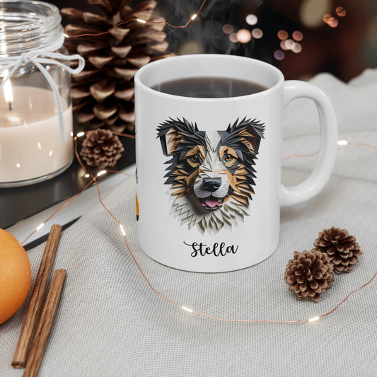 You Make My World 3D - Australian Shepherd Custom Name Ceramic 11oz Mug