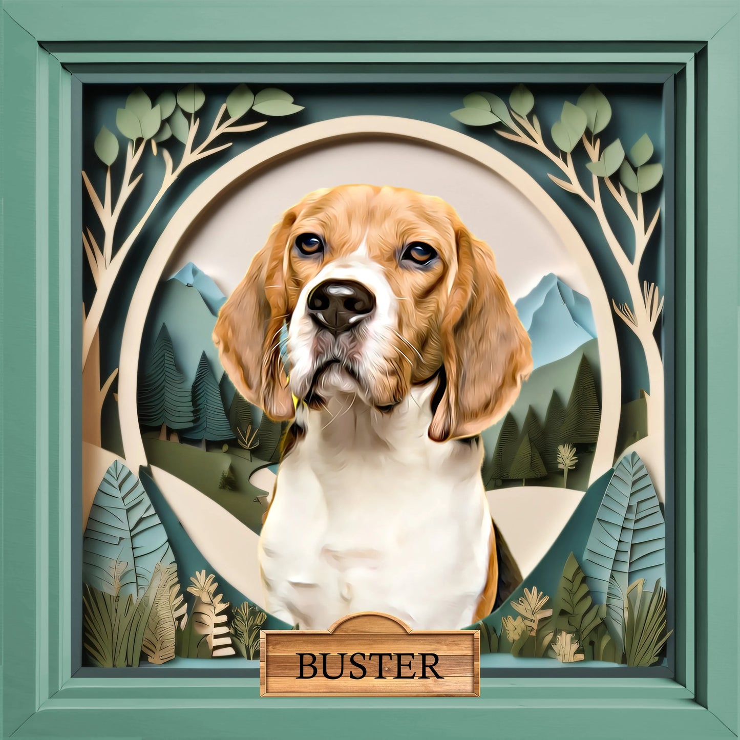 Custom Airbrushed Pet Portrait - Mountain Theme