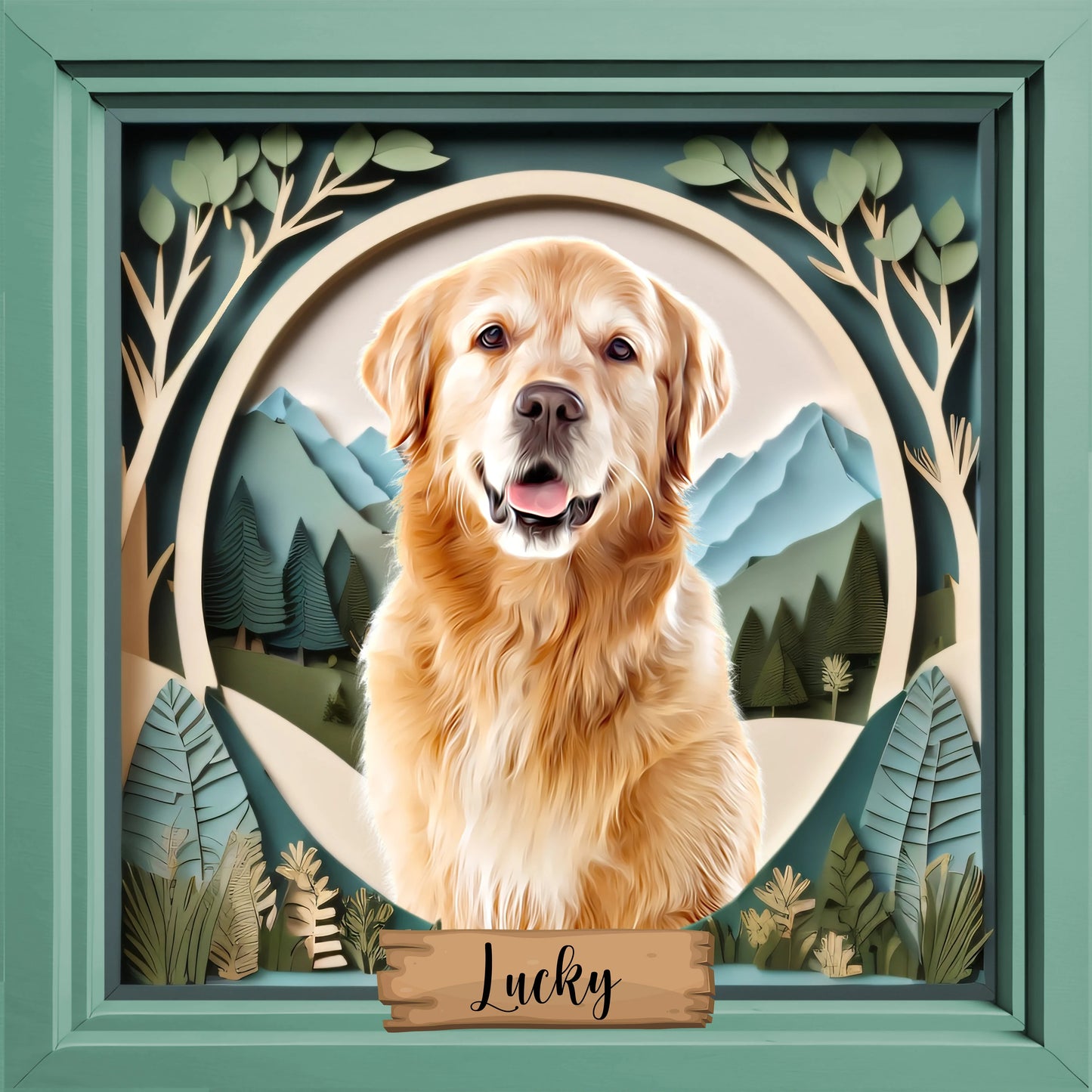 Custom Airbrushed Pet Portrait - Mountain Theme